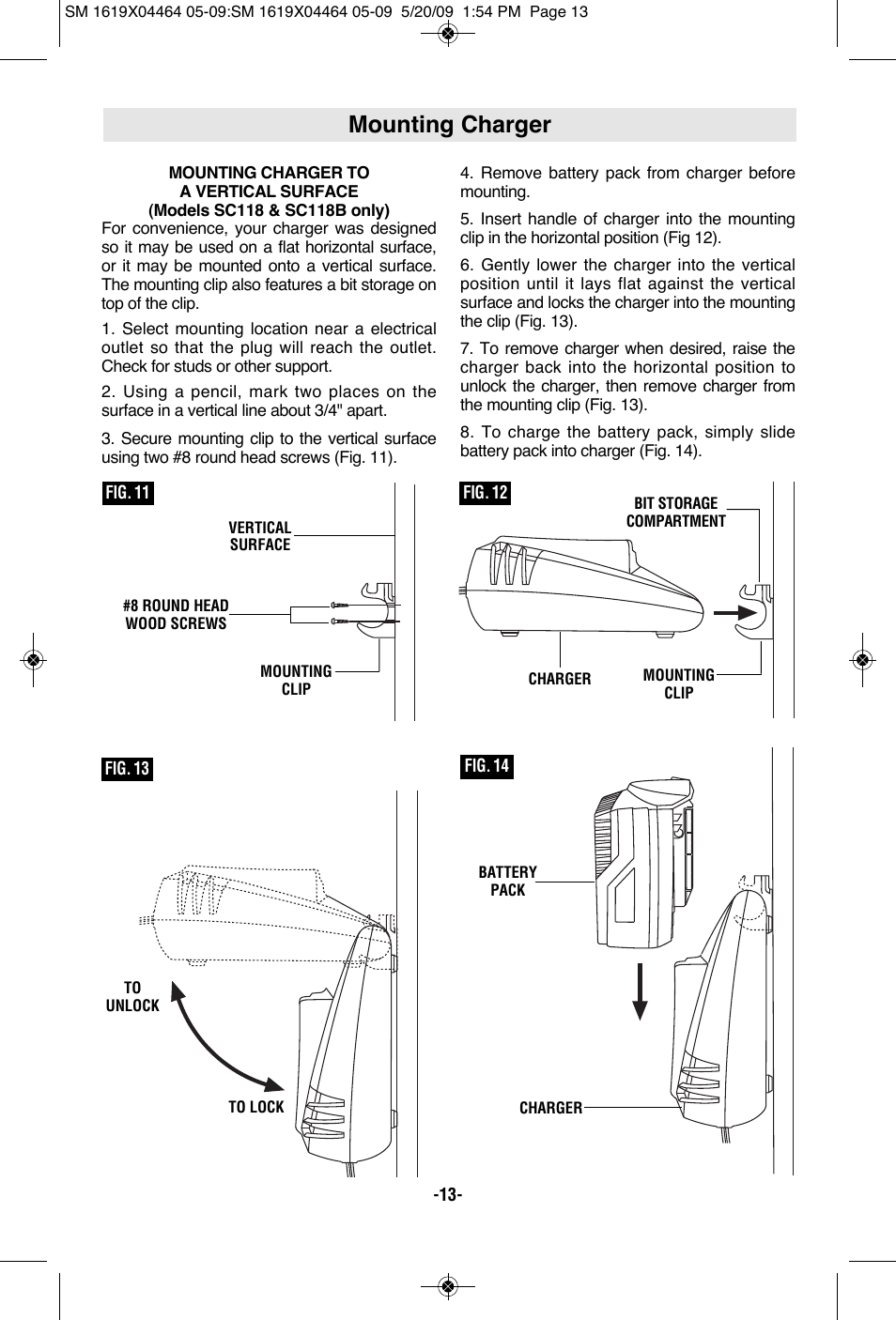 Mounting charger | Skil 7305 User Manual | Page 13 / 56
