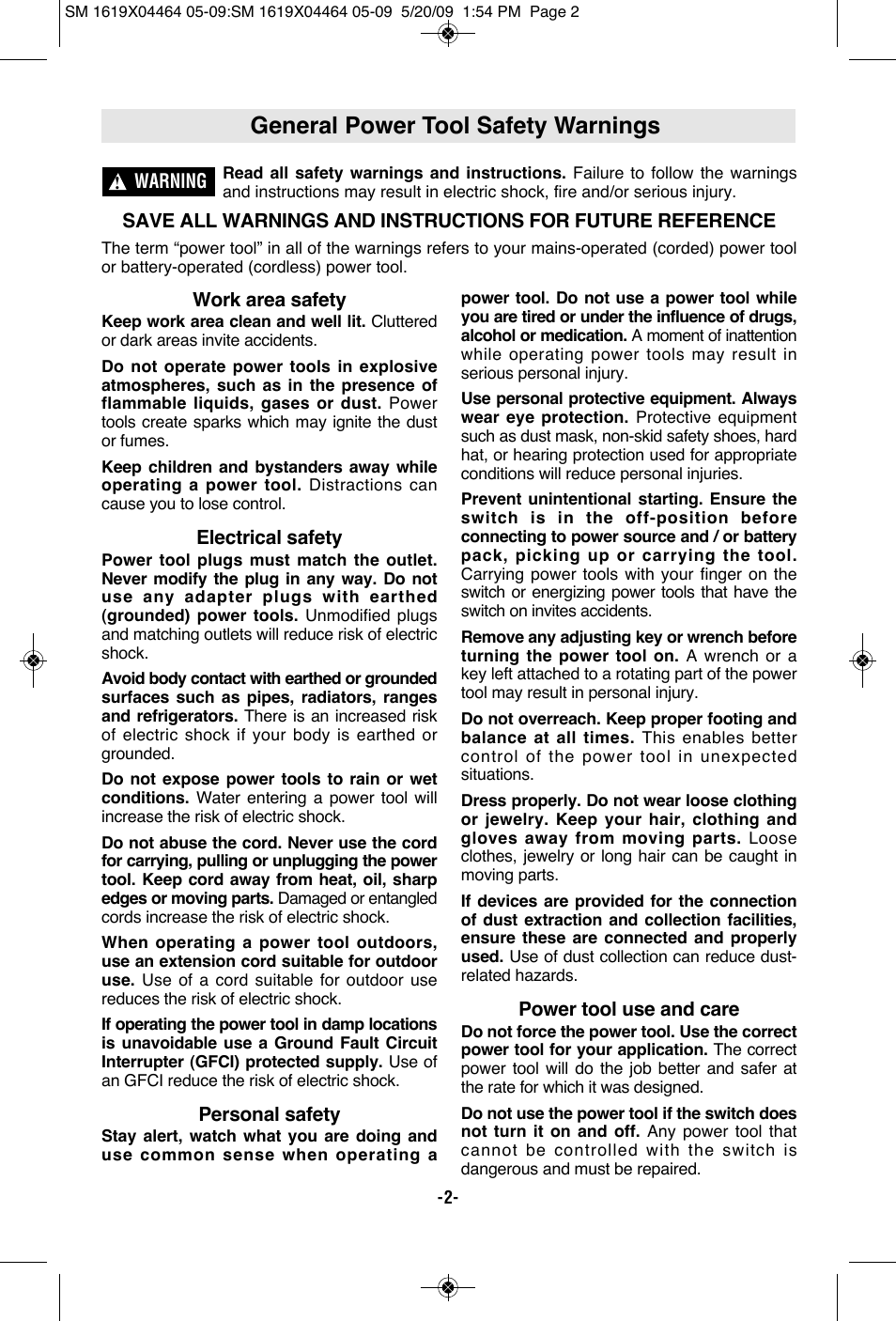 General power tool safety warnings | Skil 7305 User Manual | Page 2 / 56