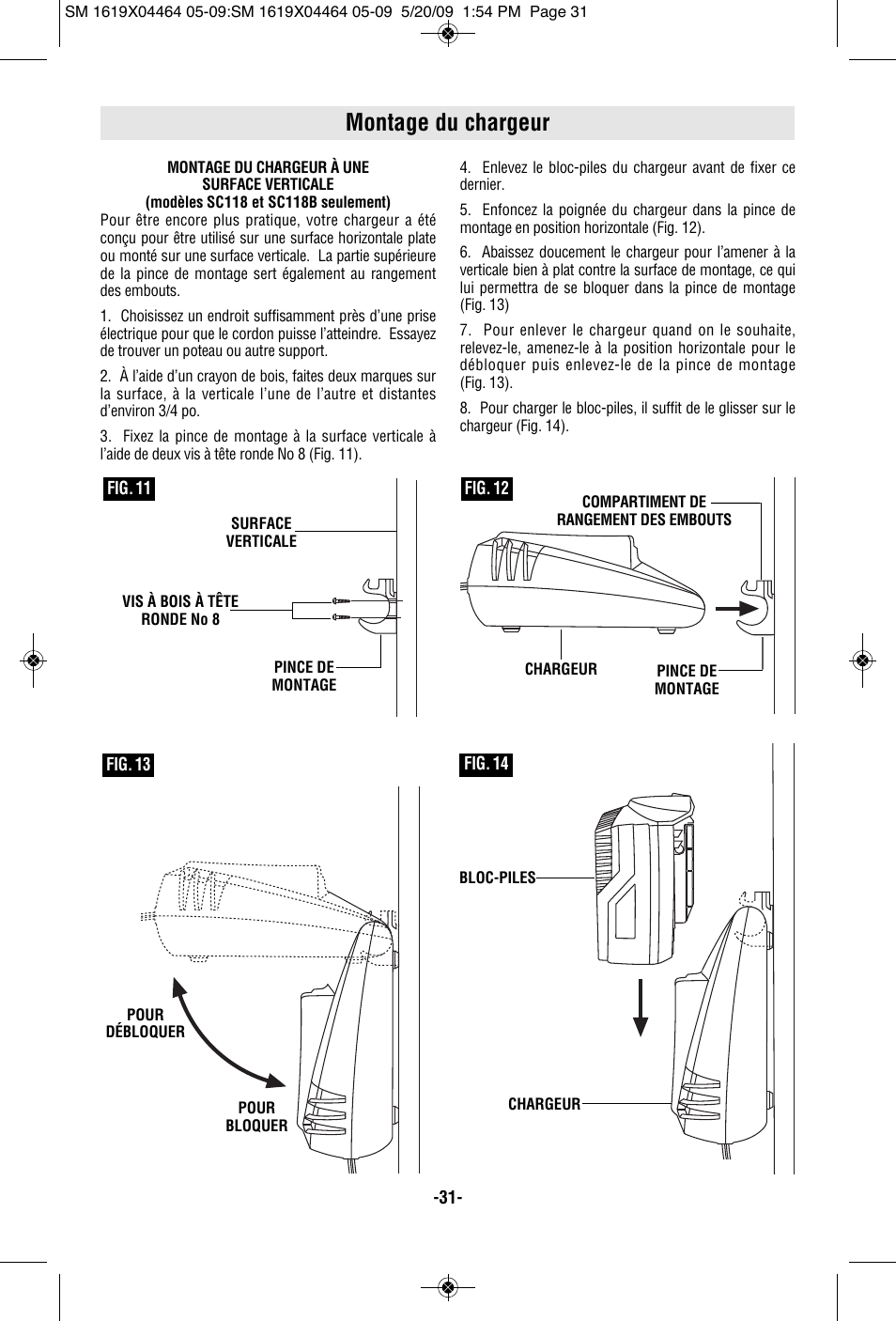 Montage du chargeur | Skil 7305 User Manual | Page 31 / 56