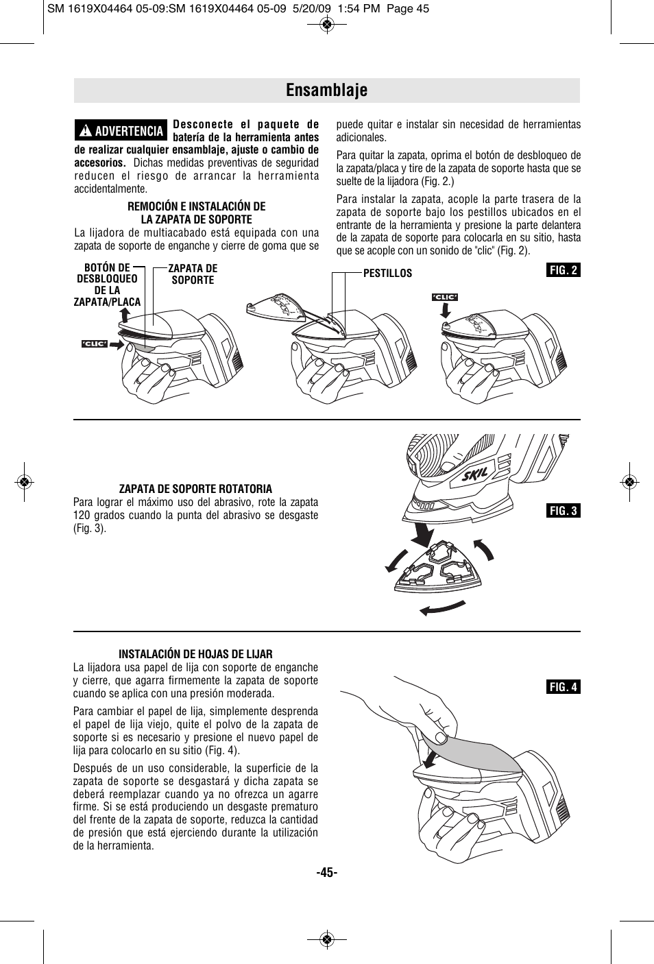 Ensamblaje | Skil 7305 User Manual | Page 45 / 56