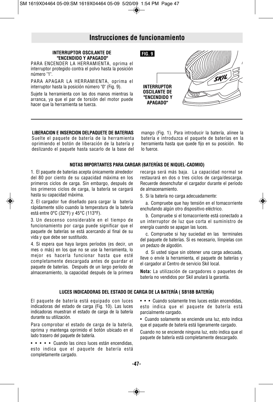 Instrucciones de funcionamiento | Skil 7305 User Manual | Page 47 / 56