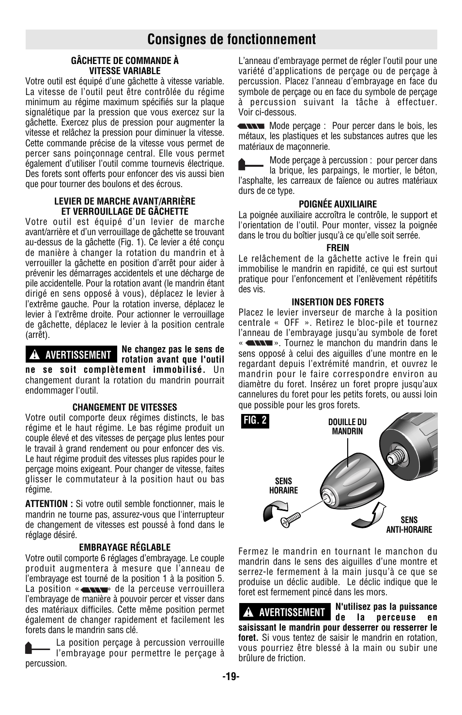 Consignes de fonctionnement | Skil 2885 User Manual | Page 19 / 36