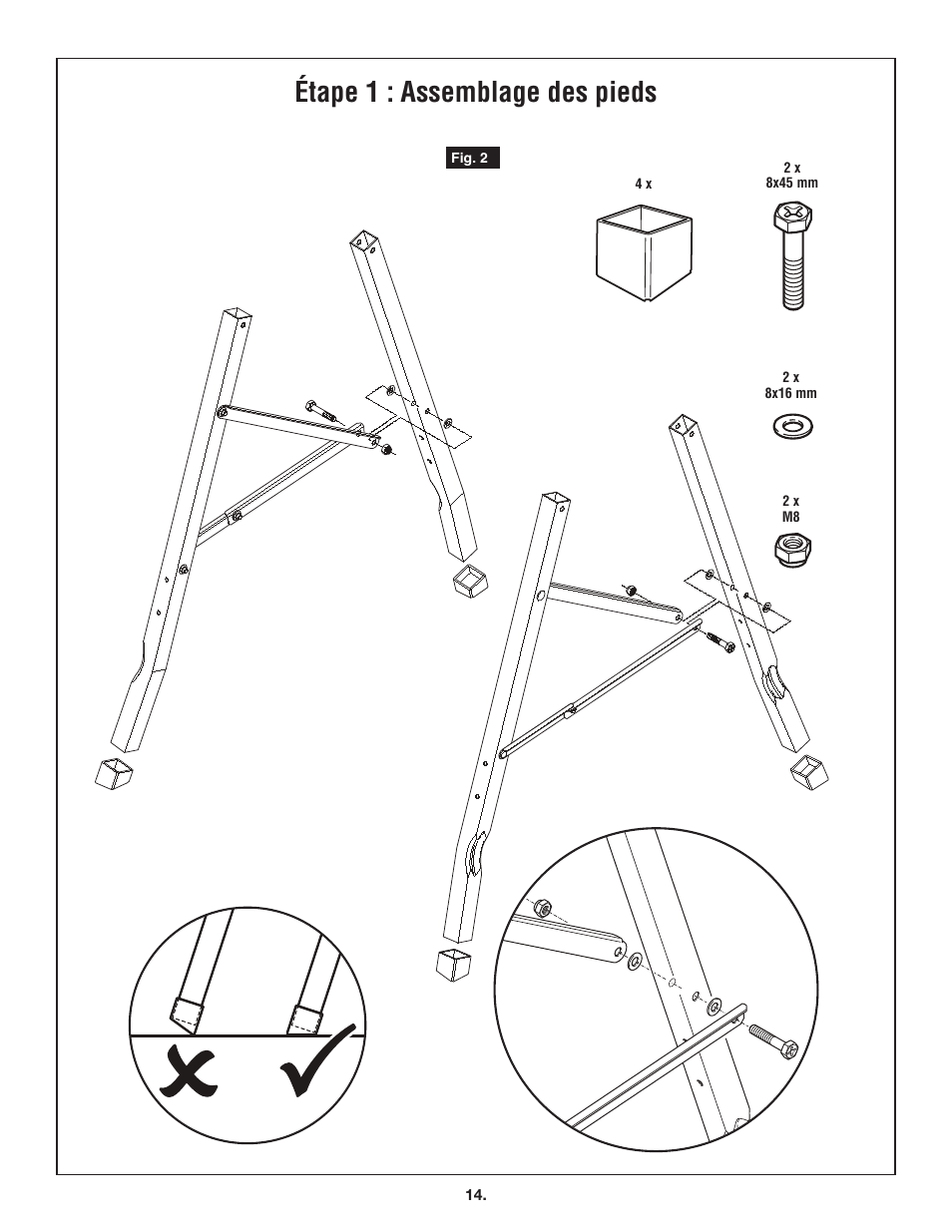 Étape 1 : assemblage des pieds | Skil 3110 User Manual | Page 14 / 32