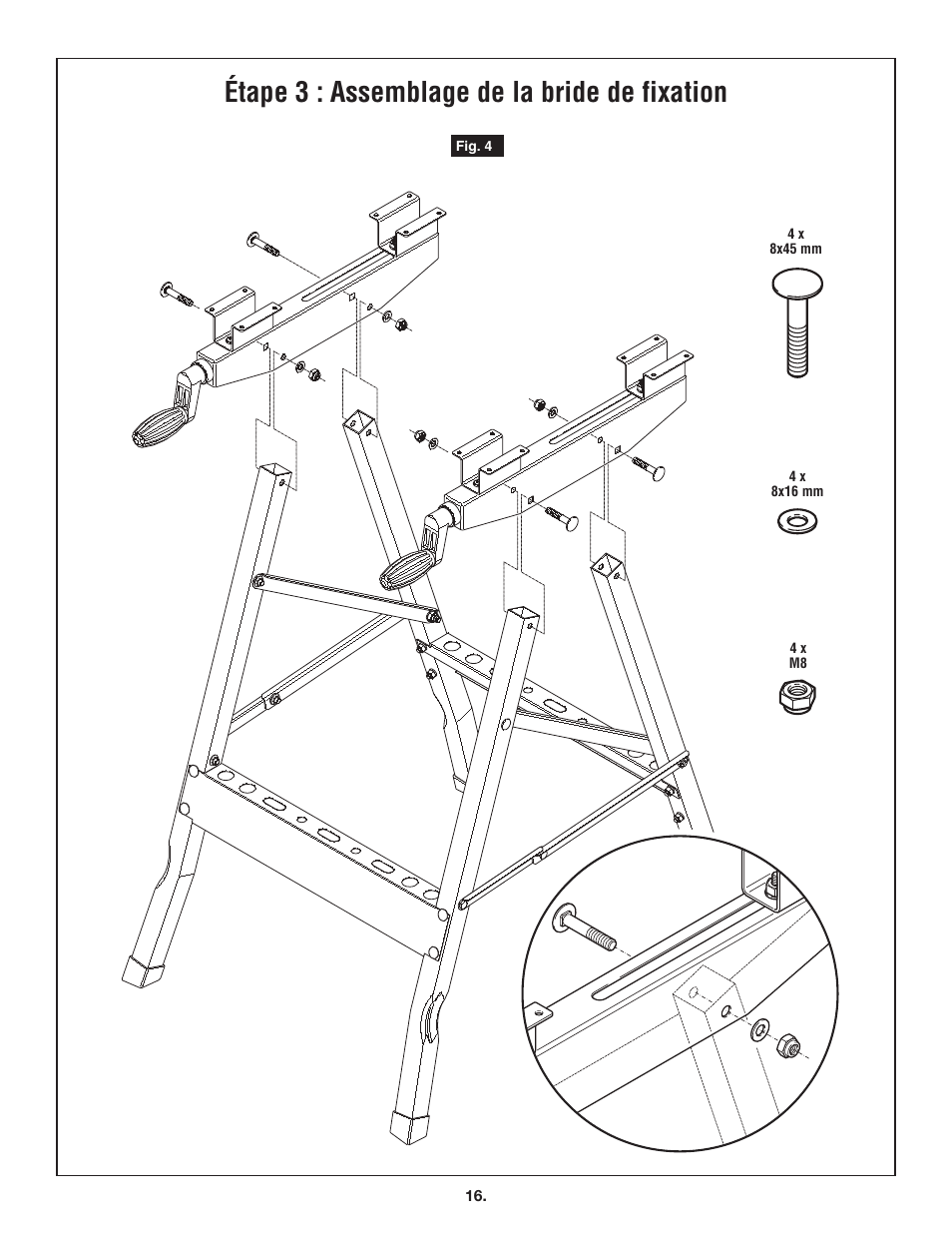 Étape 3 : assemblage de la bride de fixation | Skil 3110 User Manual | Page 16 / 32
