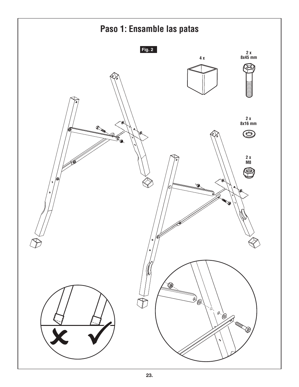 Paso 1: ensamble las patas | Skil 3110 User Manual | Page 23 / 32