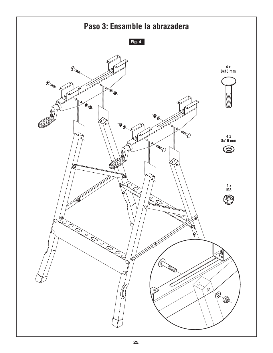 Paso 3: ensamble la abrazadera | Skil 3110 User Manual | Page 25 / 32