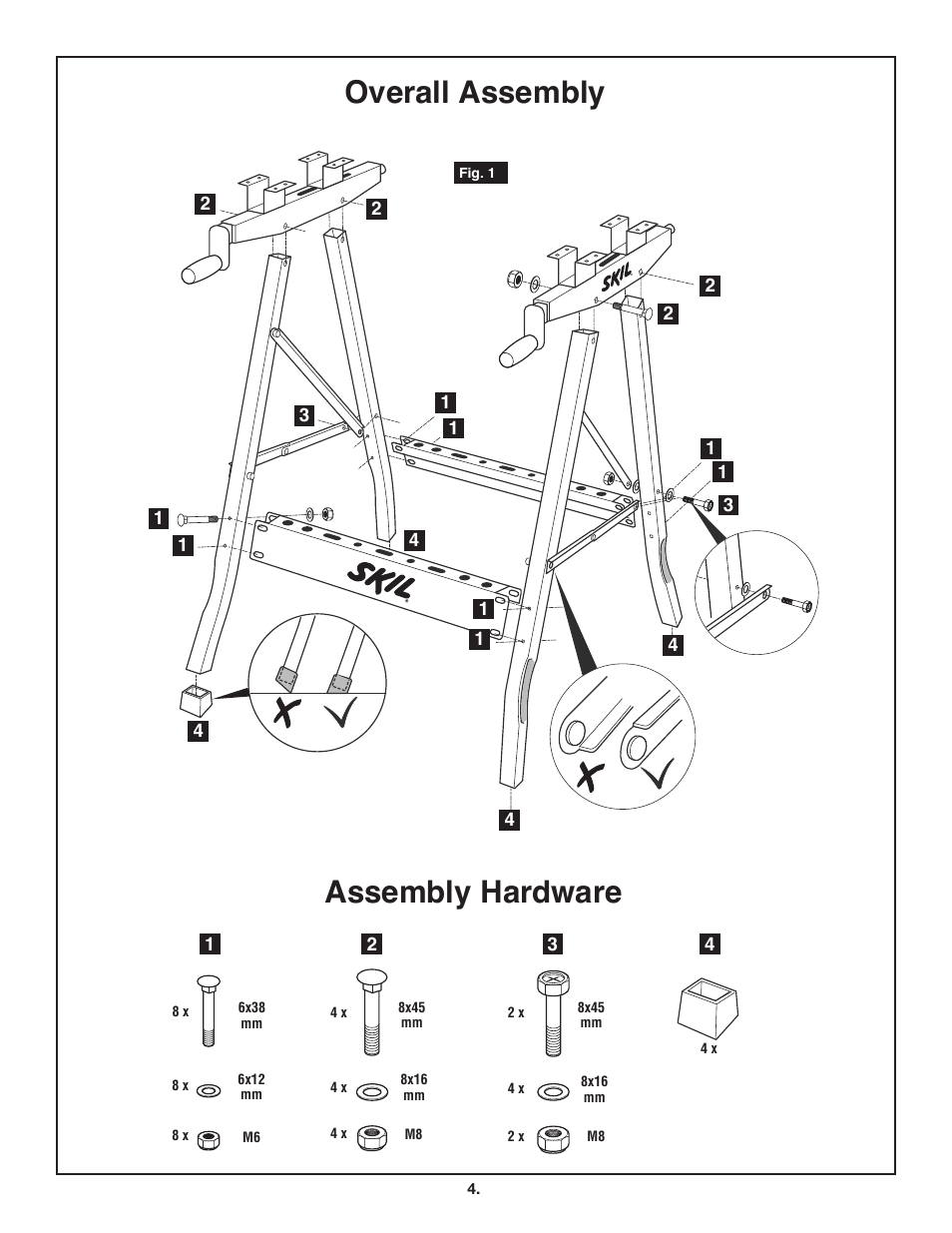 Overall assembly, Assembly hardware | Skil 3110 User Manual | Page 4 / 32