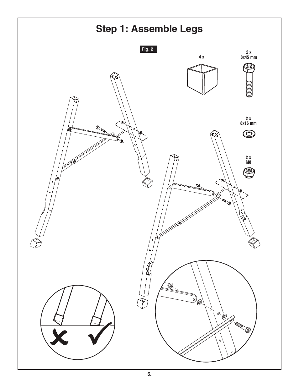 Step 1: assemble legs | Skil 3110 User Manual | Page 5 / 32