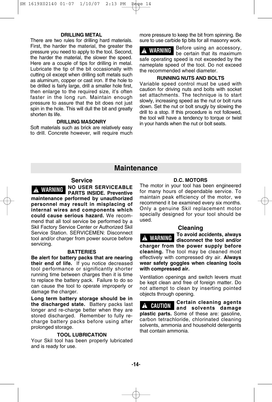 Maintenance | Skil 2587 User Manual | Page 14 / 44