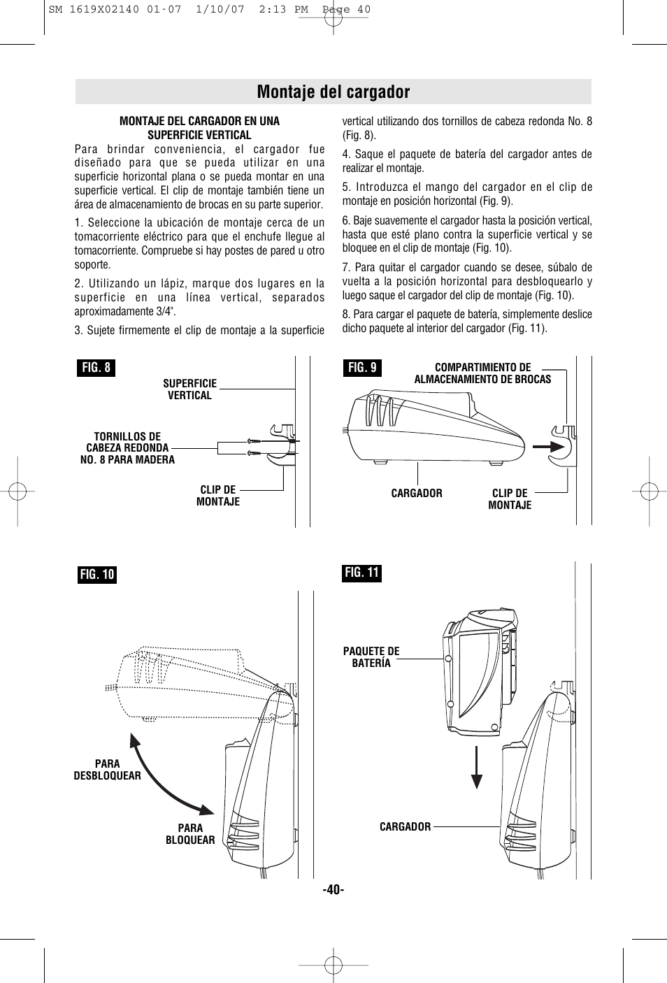 Montaje del cargador | Skil 2587 User Manual | Page 40 / 44