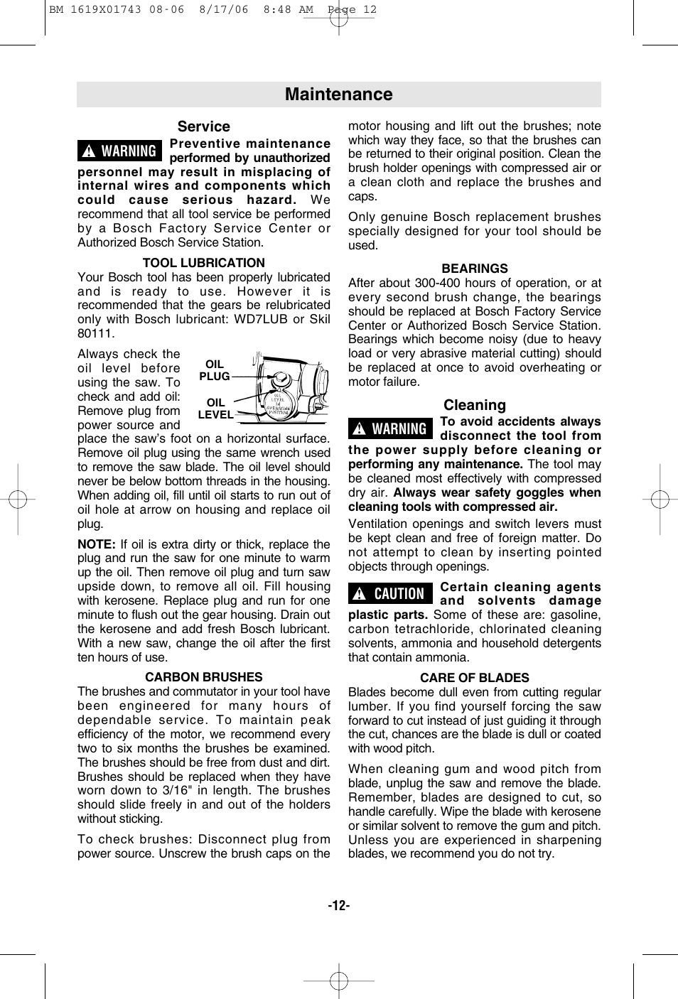 Maintenance | Skil 1677M User Manual | Page 12 / 40