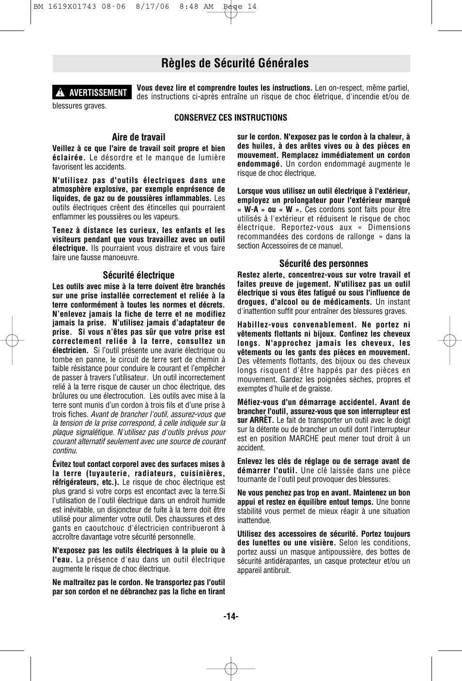 Règles de sécurité générales | Skil 1677M User Manual | Page 14 / 40