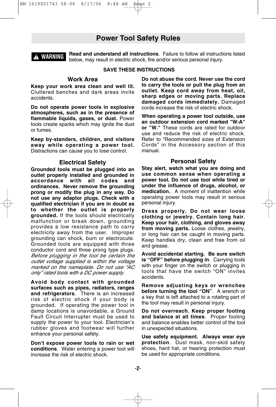 Power tool safety rules | Skil 1677M User Manual | Page 2 / 40