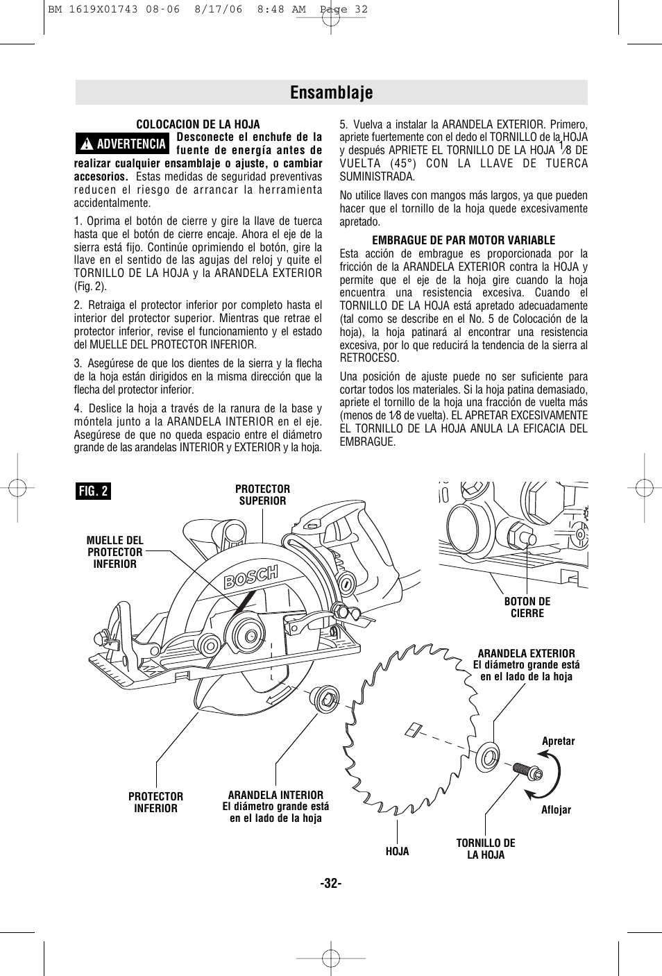 Ensamblaje | Skil 1677M User Manual | Page 32 / 40