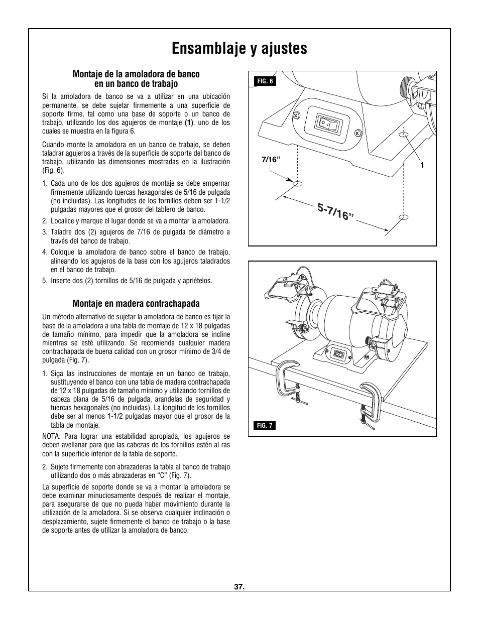 Ensamblaje y ajustes, Montaje en madera contrachapada | Skil 3380-01 User Manual | Page 37 / 44