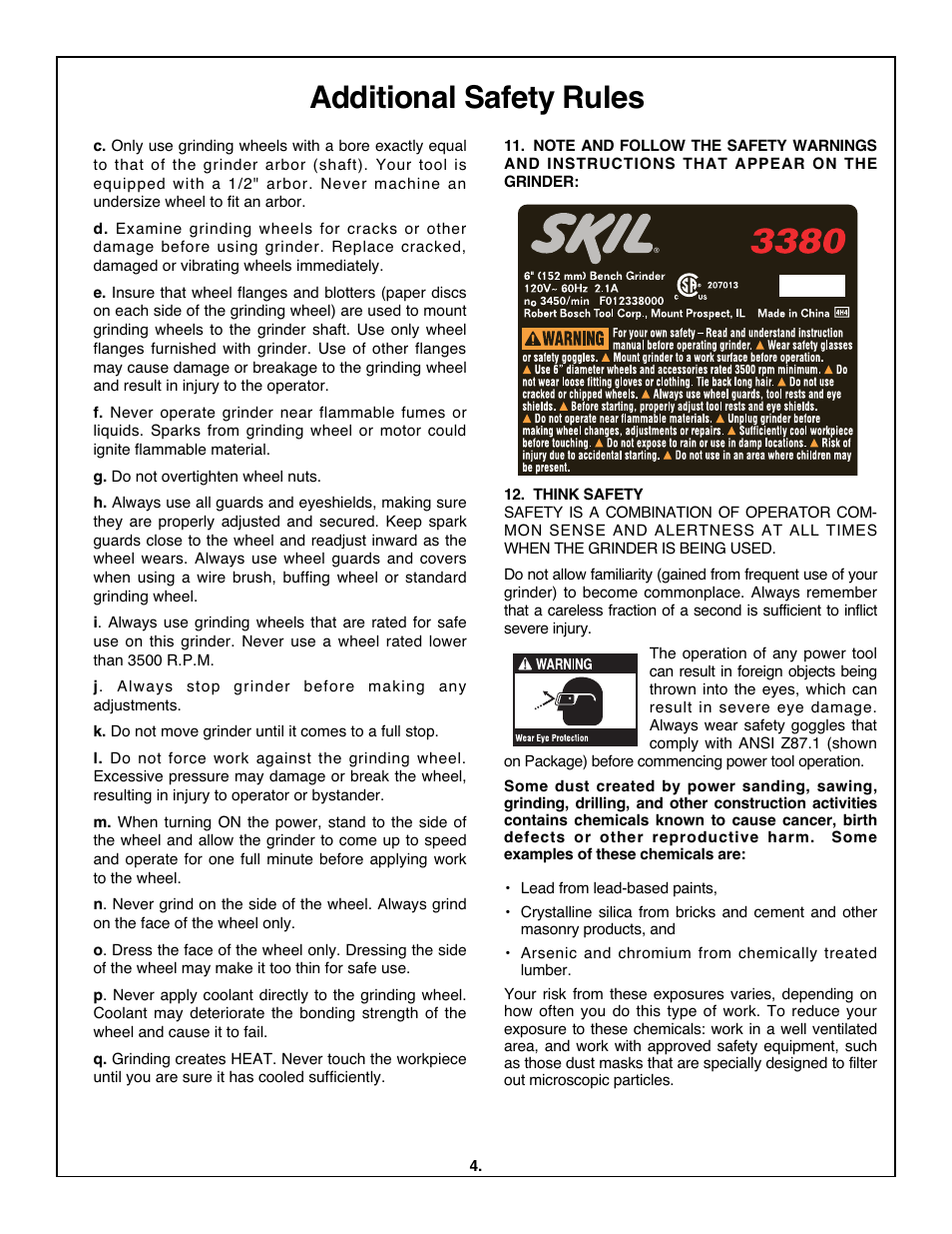 Additional safety rules | Skil 3380-01 User Manual | Page 4 / 44