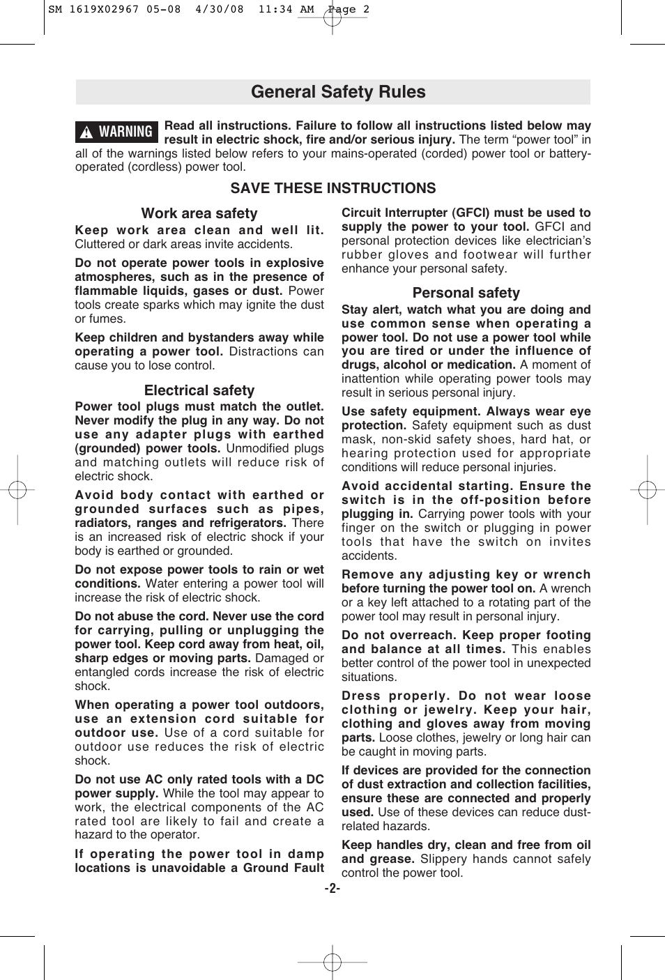 General safety rules | Skil 5680 User Manual | Page 2 / 40