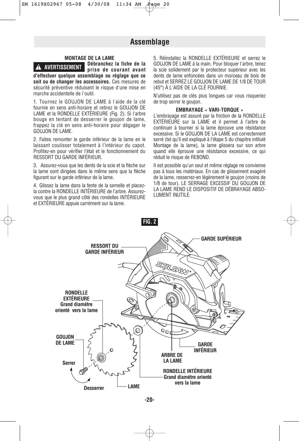 Assemblage | Skil 5680 User Manual | Page 20 / 40