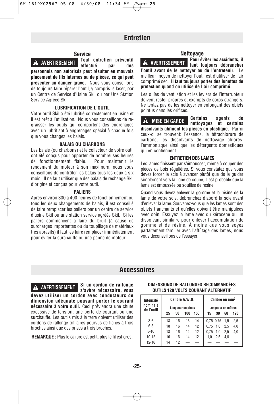 Accessoires, Entretien, Service | Nettoyage | Skil 5680 User Manual | Page 25 / 40