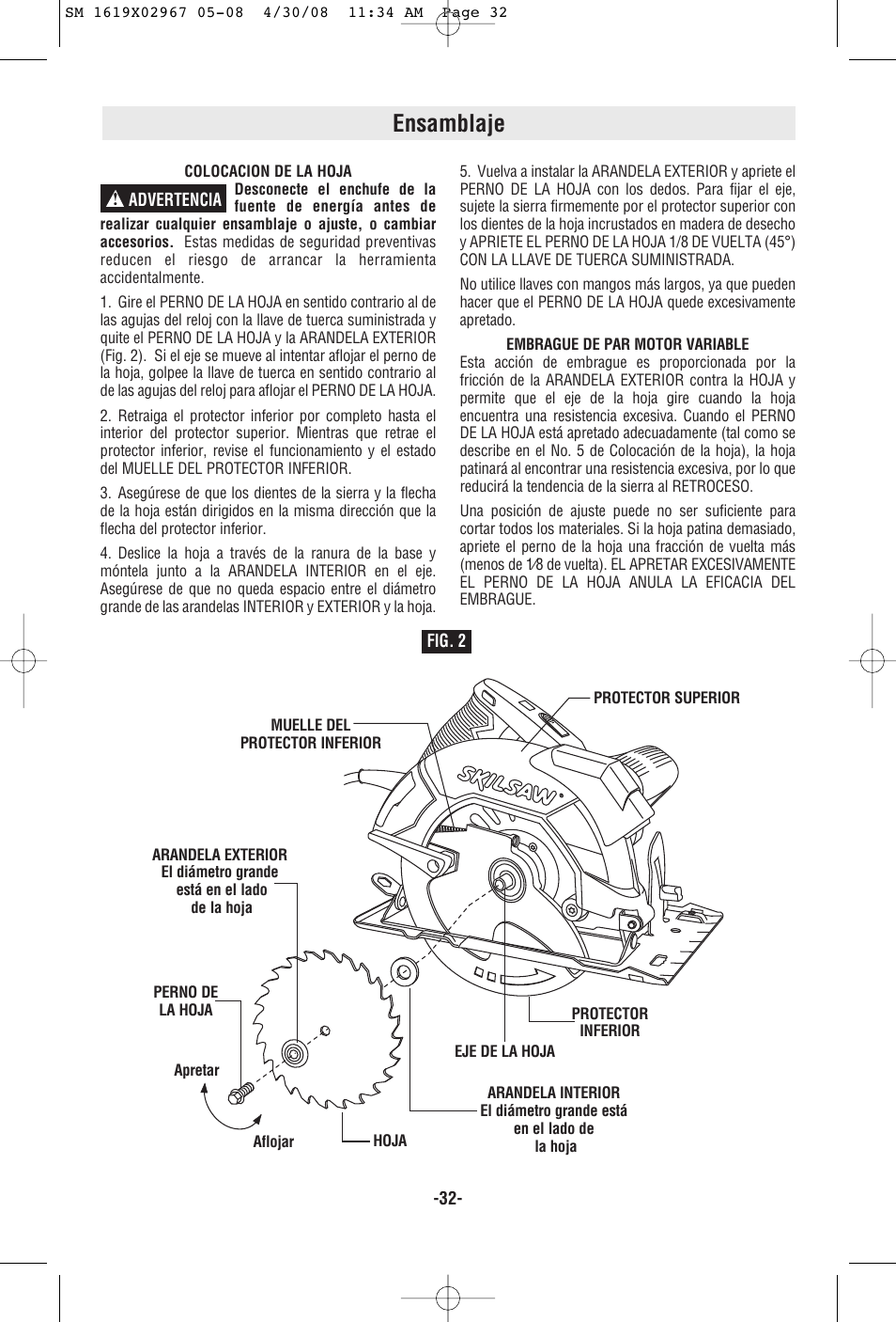 Ensamblaje | Skil 5680 User Manual | Page 32 / 40