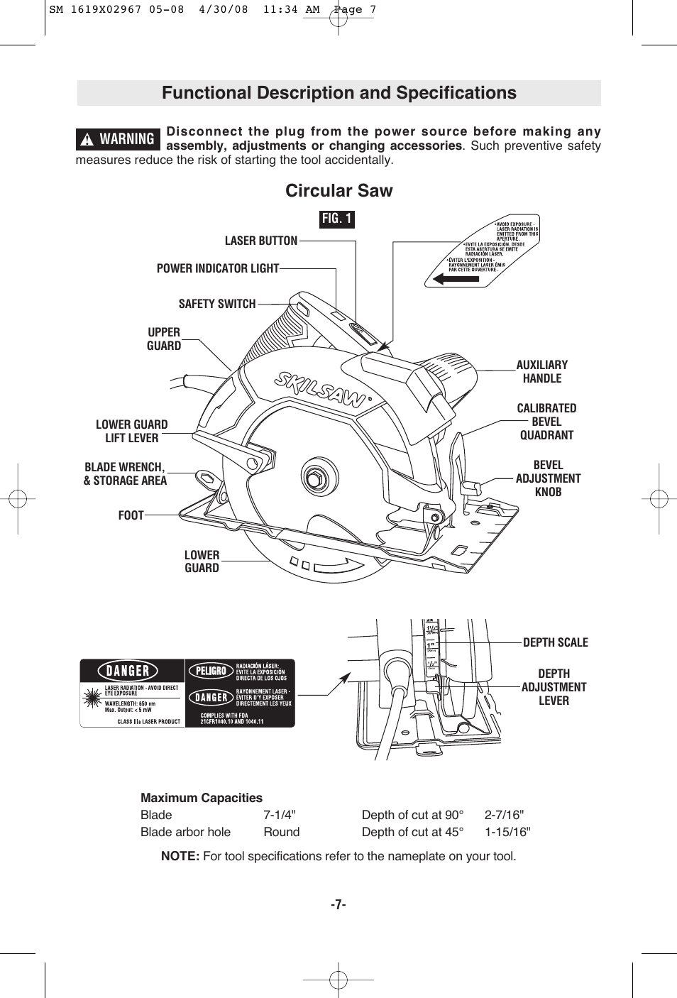 Functional description and specifications, Circular saw | Skil 5680 User Manual | Page 7 / 40
