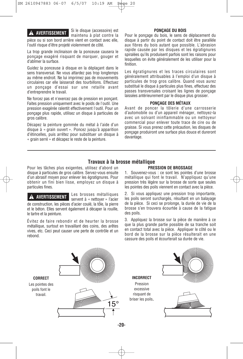 Travaux à la brosse métallique | Skil 9290 User Manual | Page 20 / 32