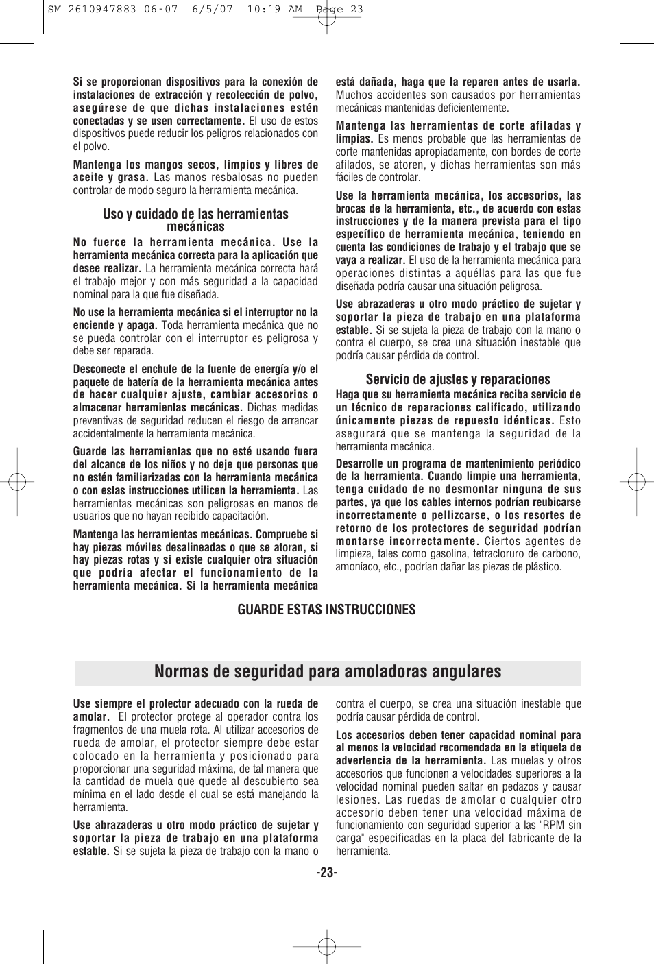 Normas de seguridad para amoladoras angulares | Skil 9290 User Manual | Page 23 / 32