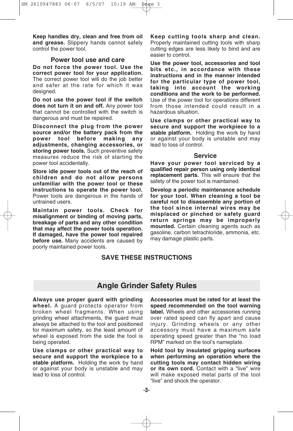 Angle grinder safety rules | Skil 9290 User Manual | Page 3 / 32