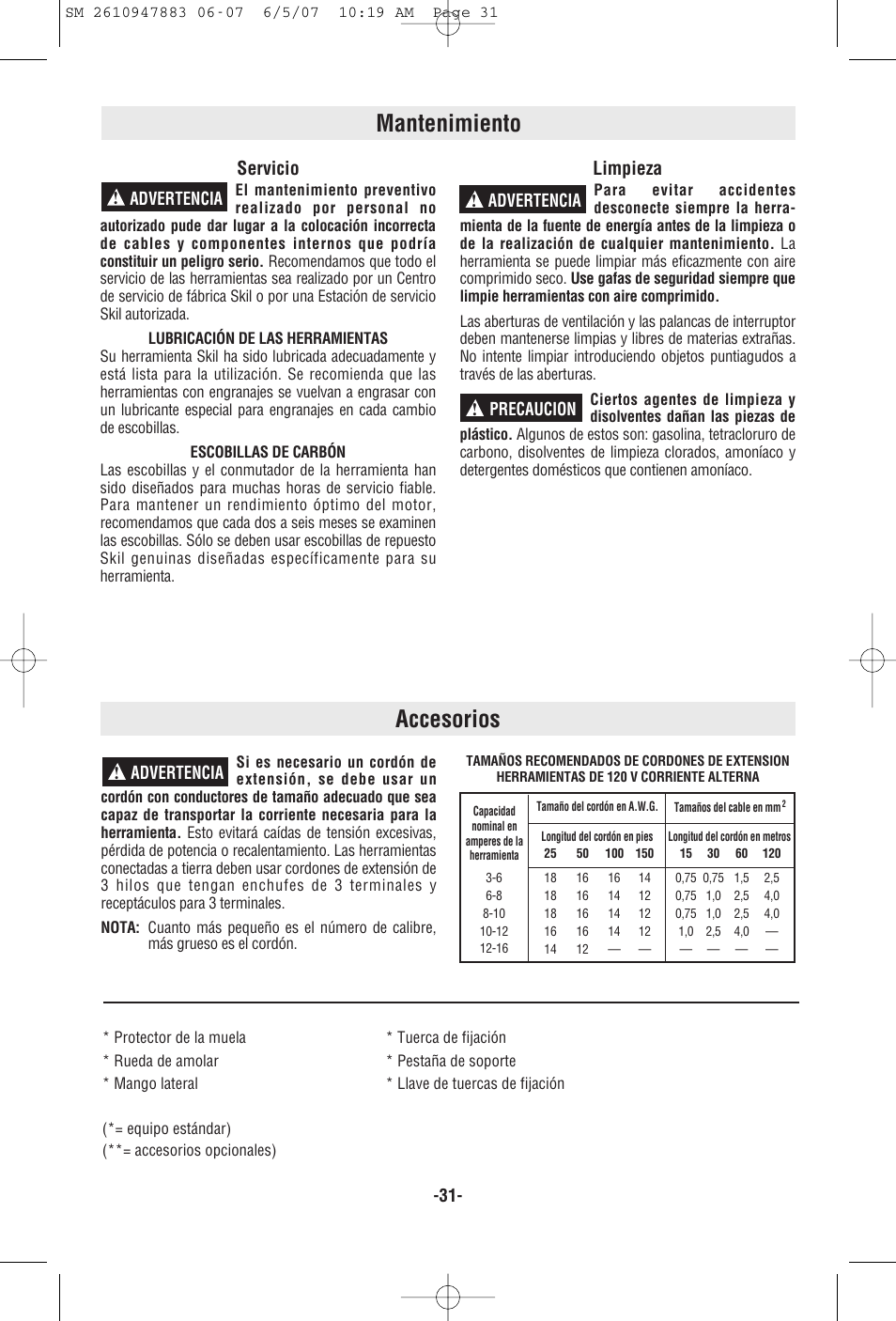 Mantenimiento, Accesorios, Servicio | Limpieza | Skil 9290 User Manual | Page 31 / 32