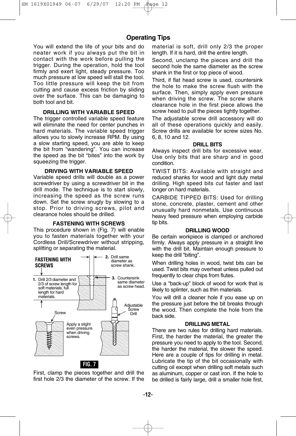 Operating tips | Skil 2510 User Manual | Page 12 / 44