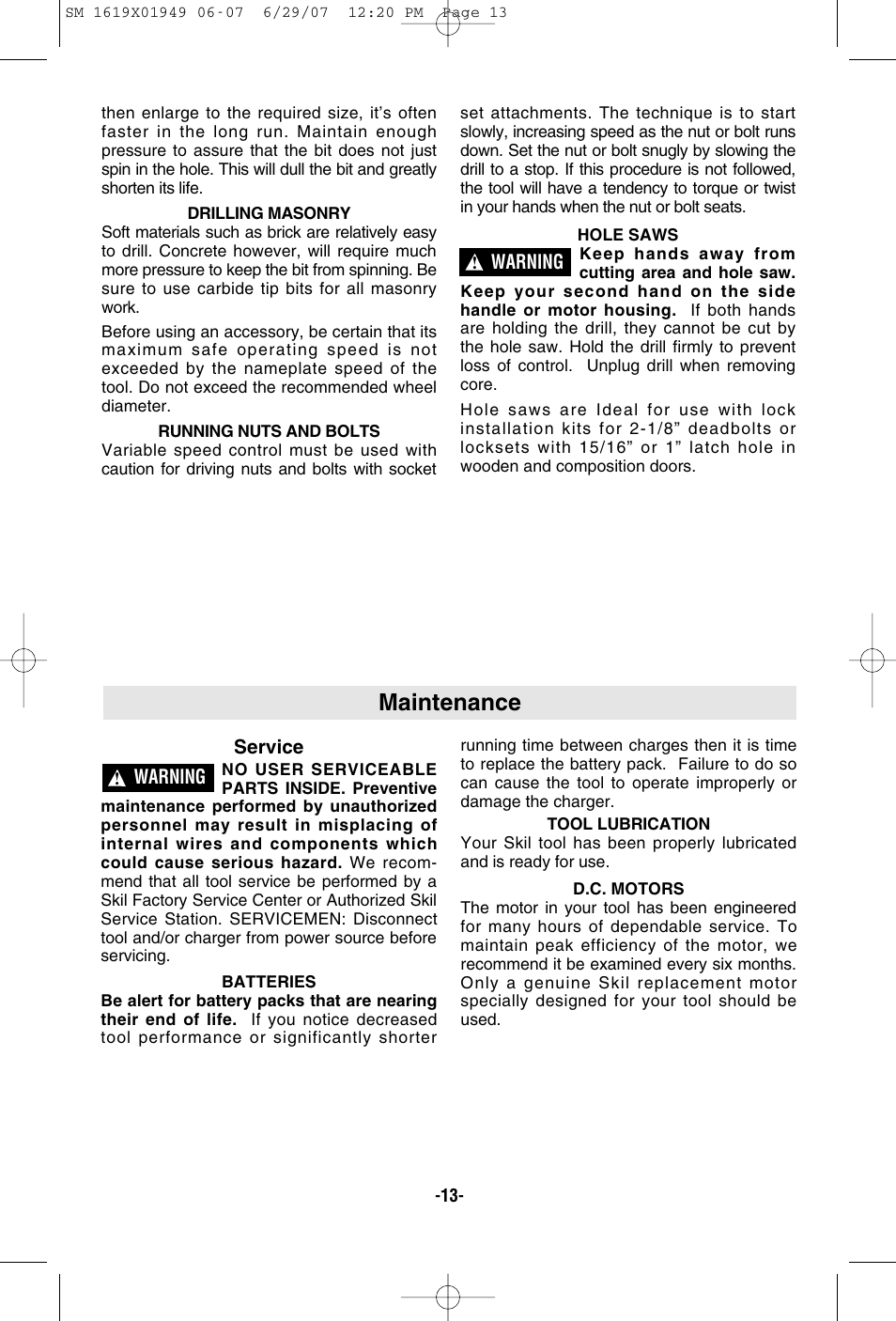 Maintenance | Skil 2510 User Manual | Page 13 / 44