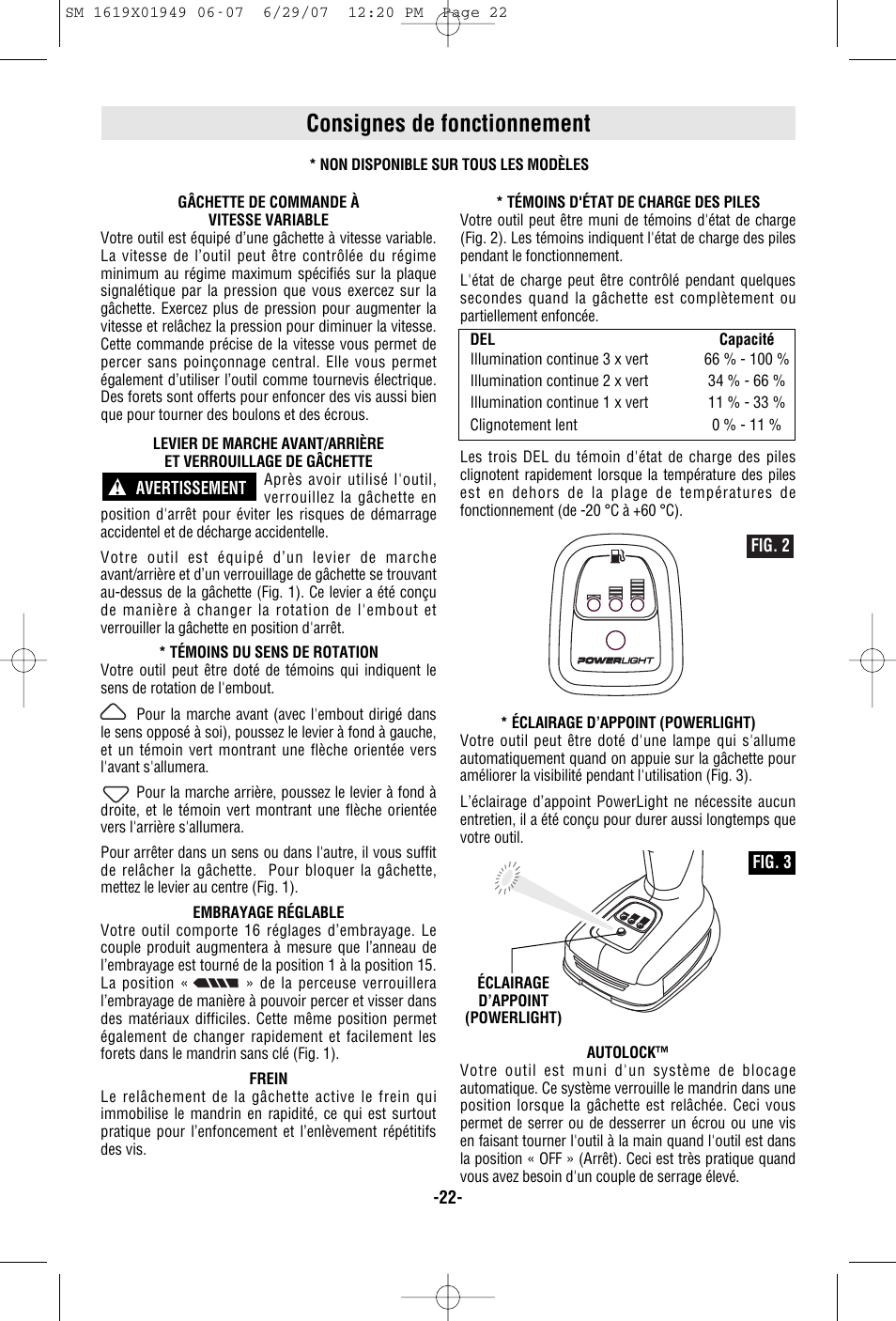 Consignes de fonctionnement | Skil 2510 User Manual | Page 22 / 44