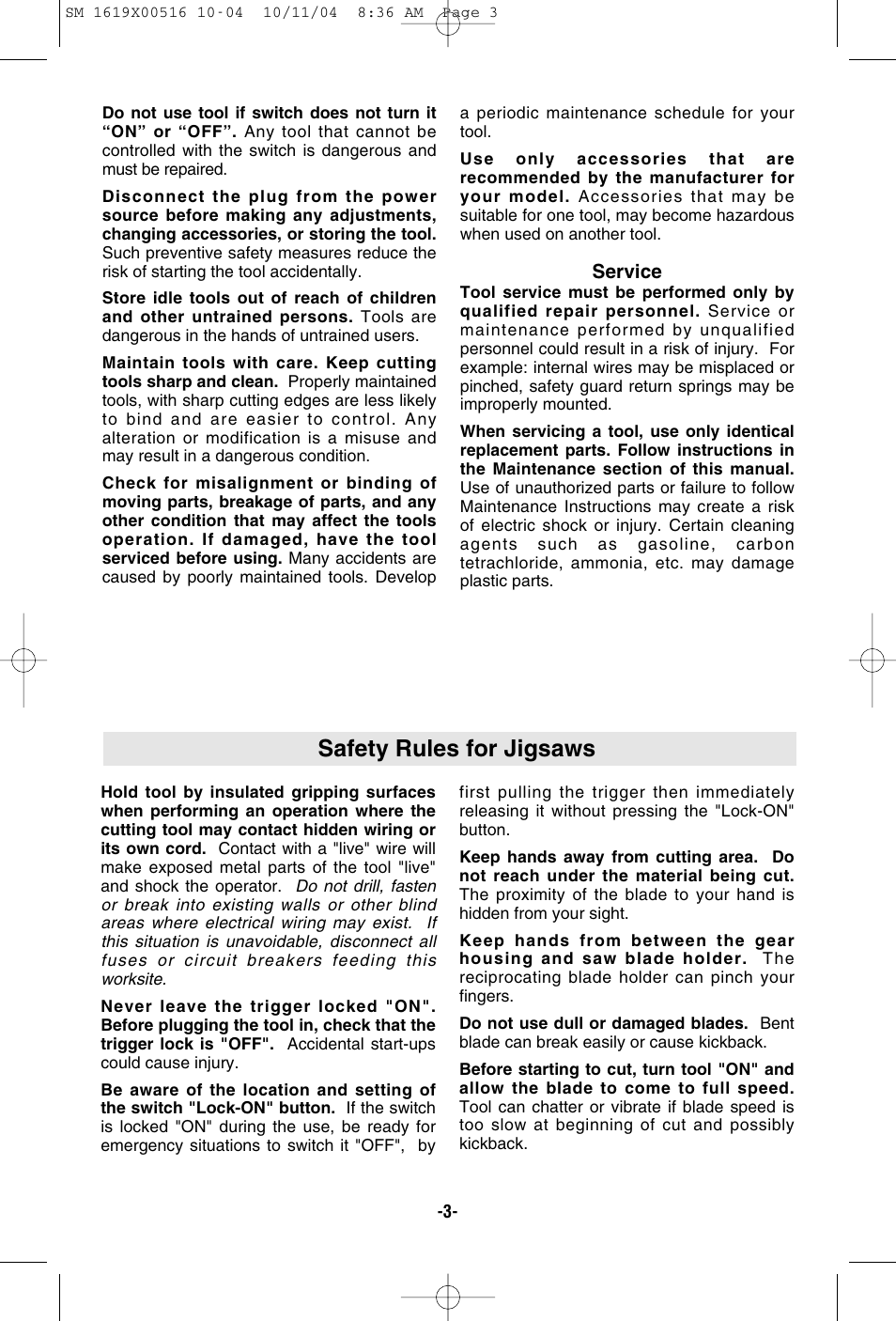 Safety rules for jigsaws | Skil 4485 User Manual | Page 3 / 40