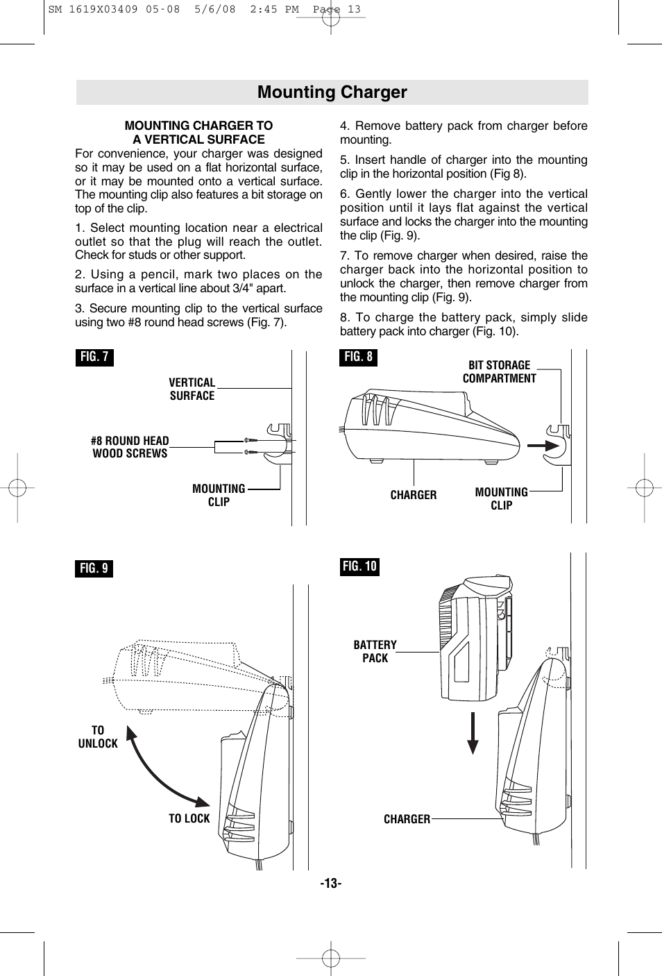 Mounting charger | Skil 2895 User Manual | Page 13 / 48