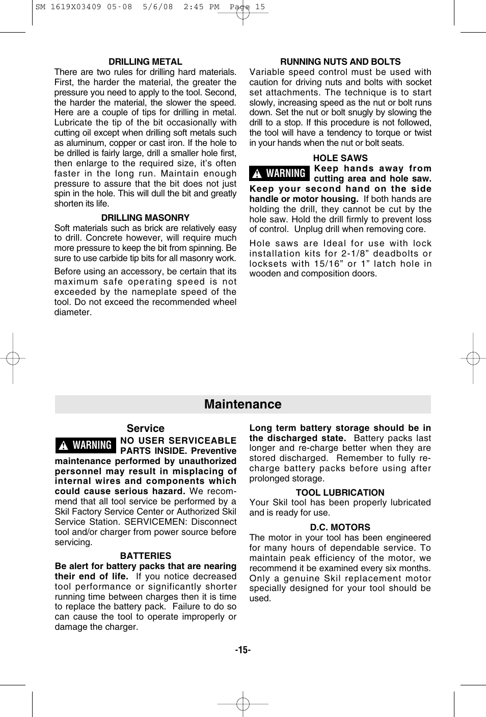 Maintenance | Skil 2895 User Manual | Page 15 / 48