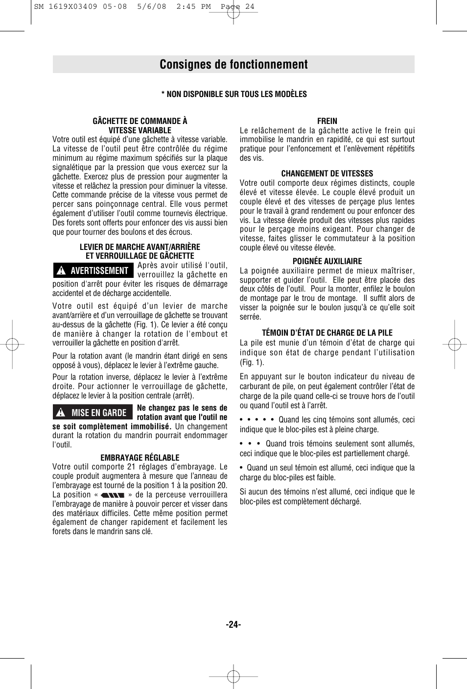 Consignes de fonctionnement | Skil 2895 User Manual | Page 24 / 48