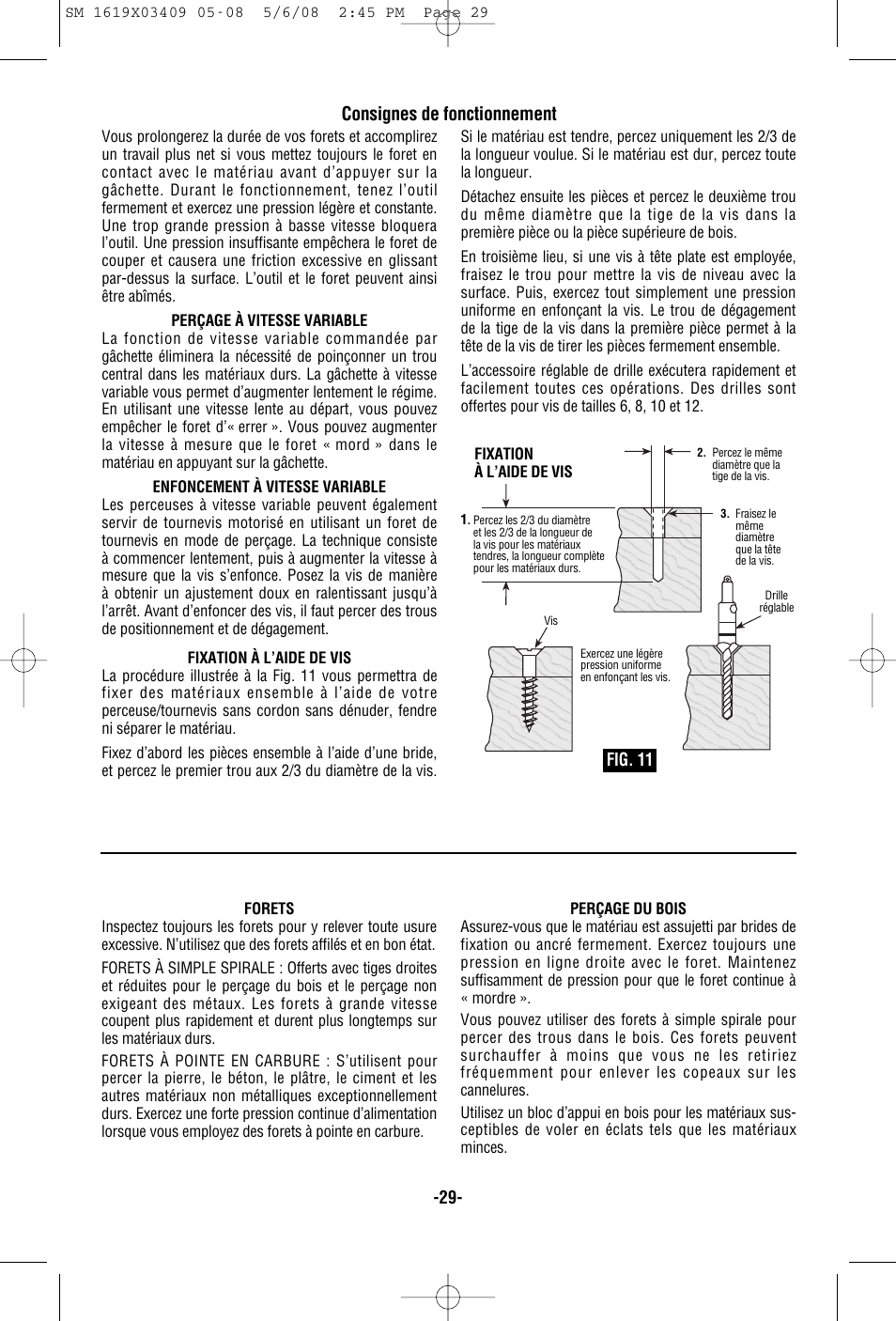 Consignes de fonctionnement | Skil 2895 User Manual | Page 29 / 48