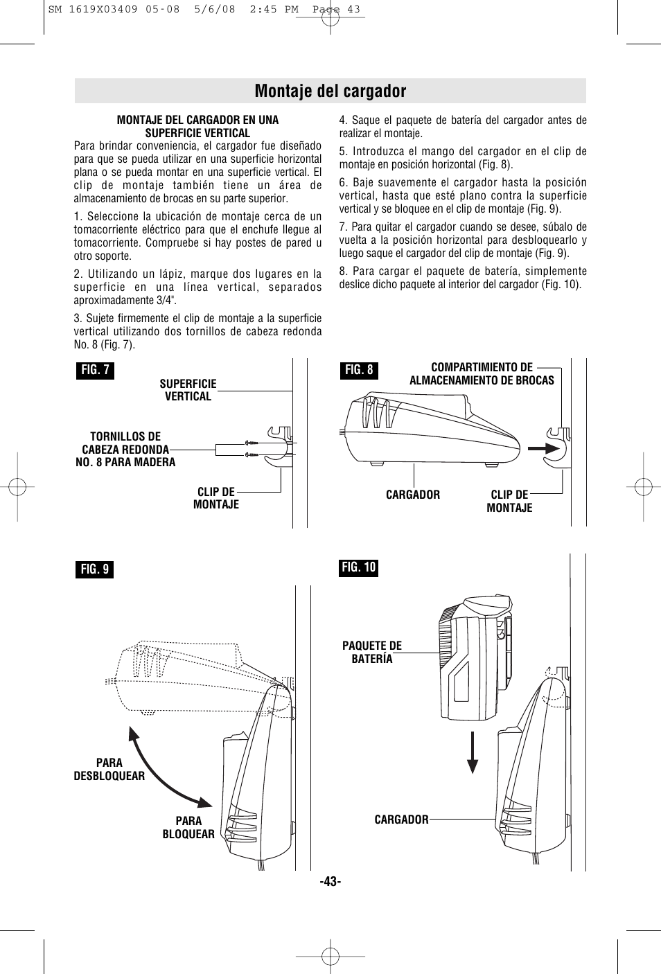 Montaje del cargador | Skil 2895 User Manual | Page 43 / 48