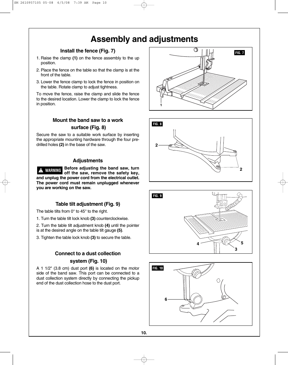 Assembly and adjustments | Skil 3385-01 User Manual | Page 10 / 56