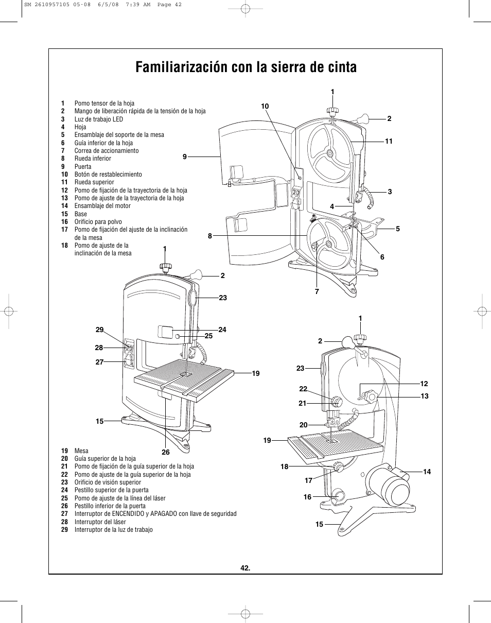 Familiarización con la sierra de cinta | Skil 3385-01 User Manual | Page 42 / 56