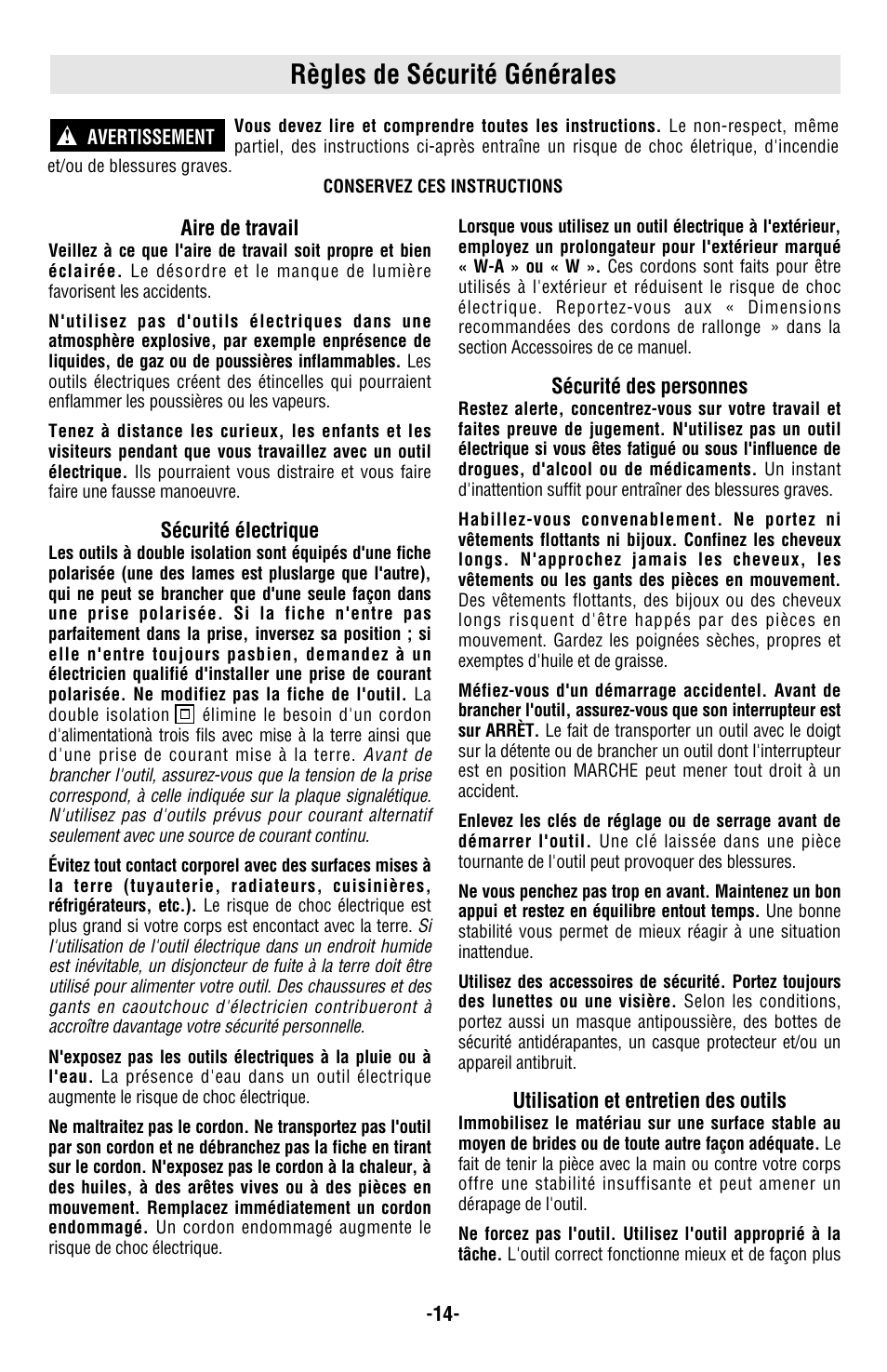 Règles de sécurité générales | Skil 4480 User Manual | Page 14 / 40