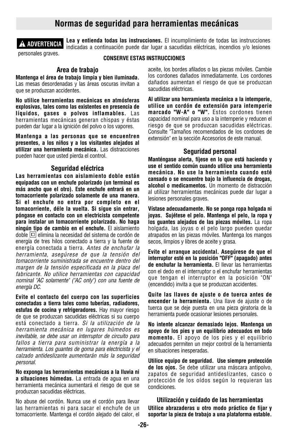 Normas de seguridad para herramientas mecánicas | Skil 4480 User Manual | Page 26 / 40