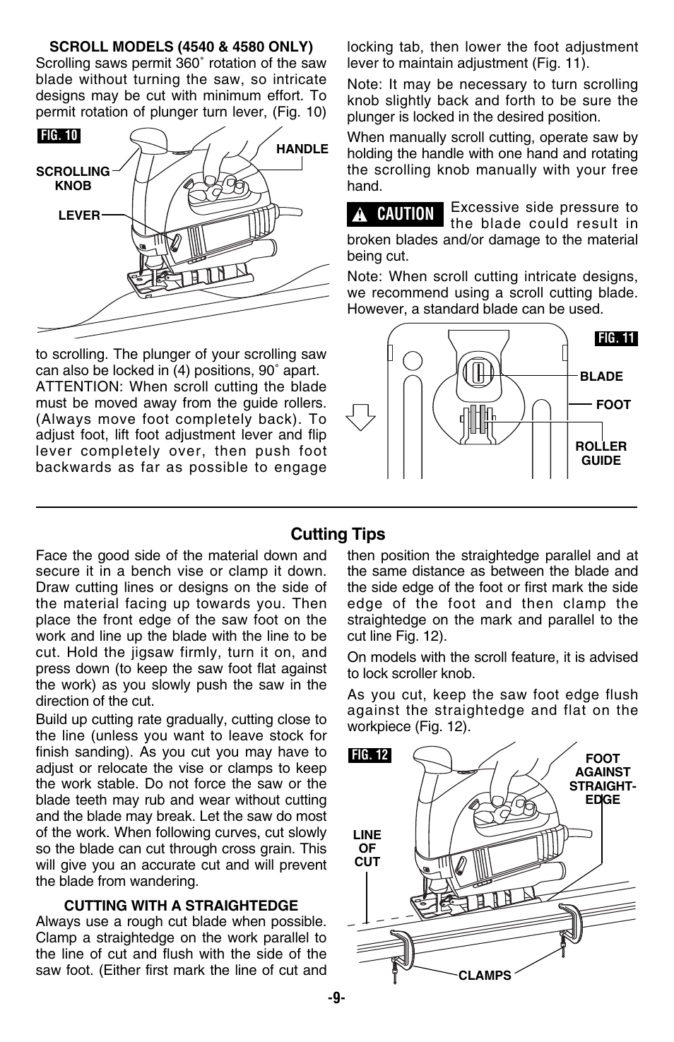 Cutting tips, Caution | Skil 4480 User Manual | Page 9 / 40