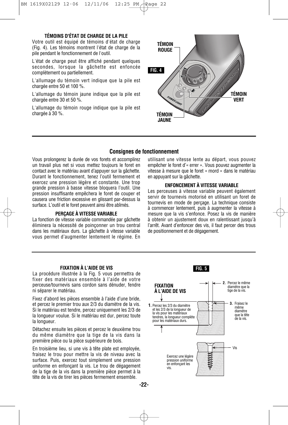 Consignes de fonctionnement | Skil 2410 User Manual | Page 22 / 40