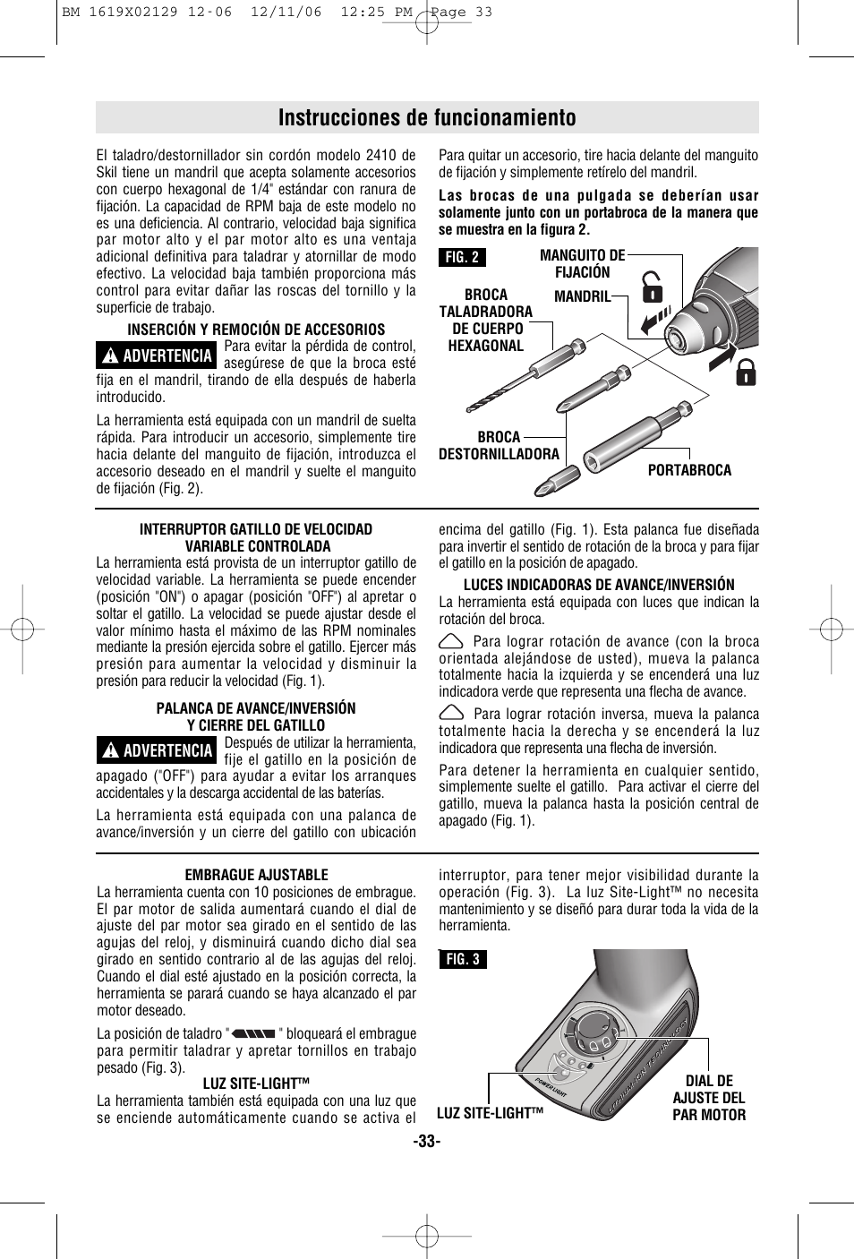 Instrucciones de funcionamiento | Skil 2410 User Manual | Page 33 / 40