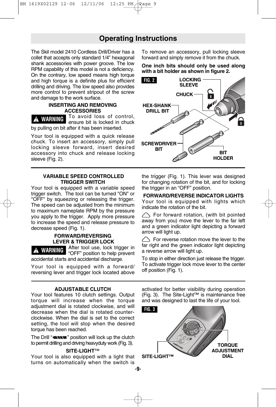 Operating instructions | Skil 2410 User Manual | Page 9 / 40