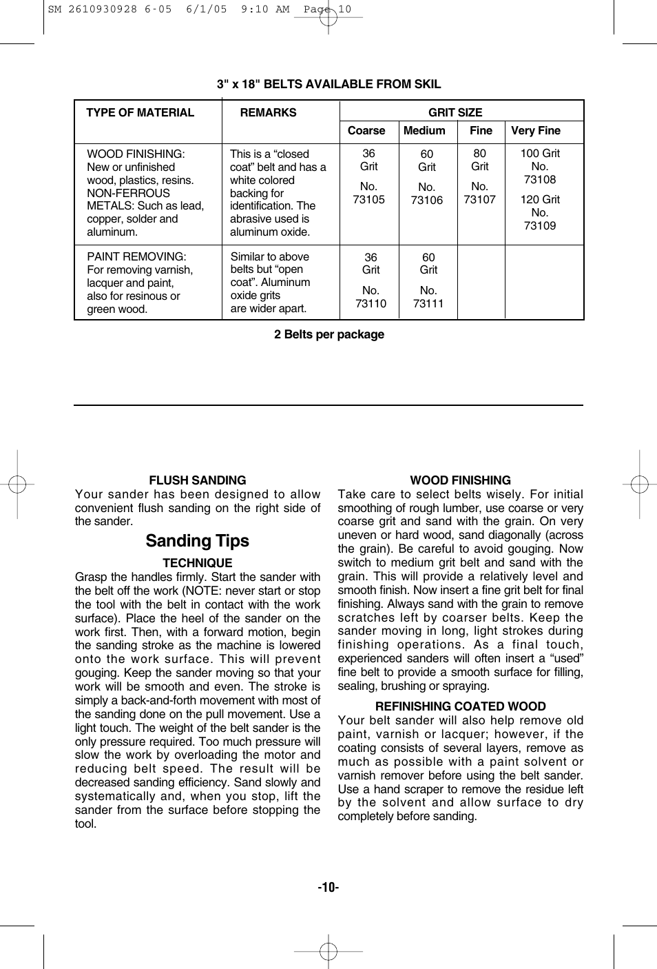 Sanding tips | Skil 7500 User Manual | Page 10 / 36