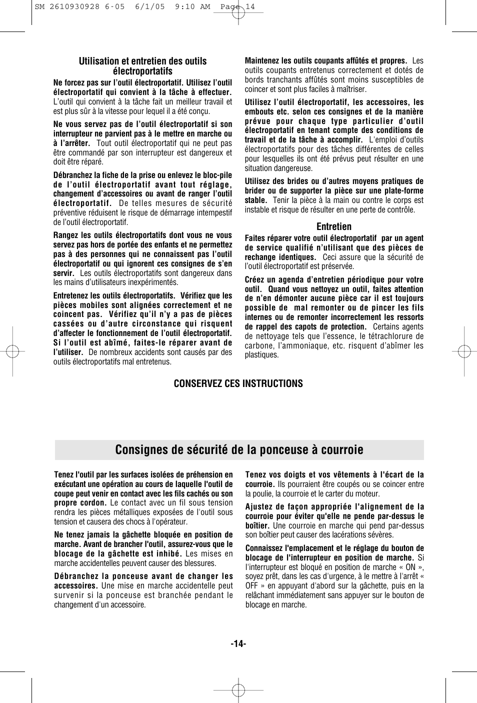 Consignes de sécurité de la ponceuse à courroie | Skil 7500 User Manual | Page 14 / 36