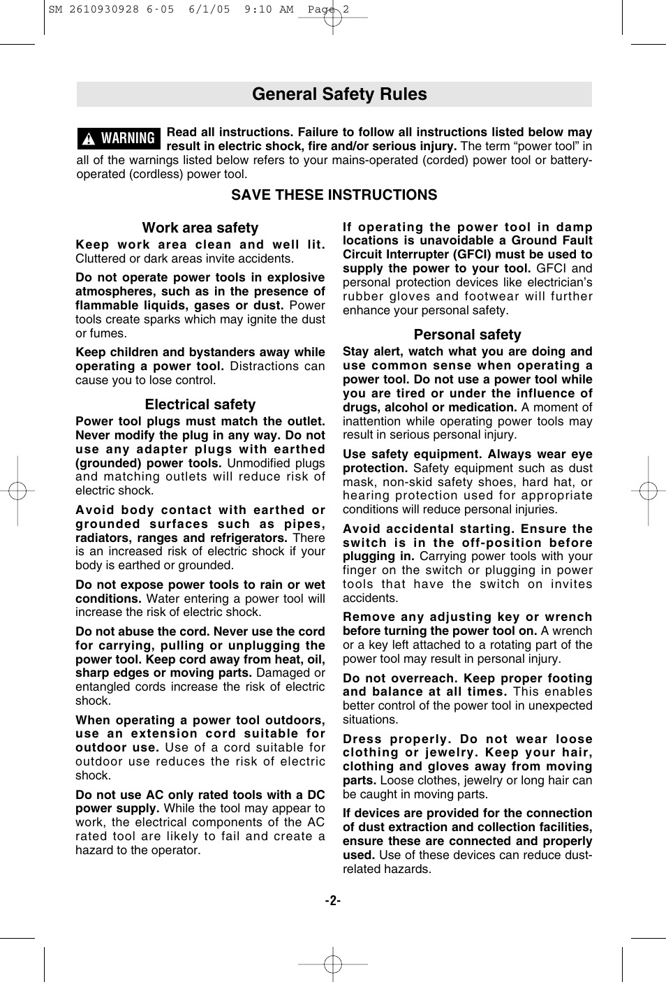 General safety rules | Skil 7500 User Manual | Page 2 / 36
