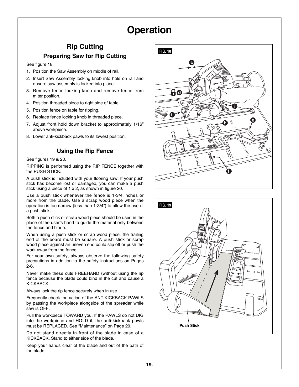 Operation, Rip cutting | Skil 3600 User Manual | Page 19 / 64